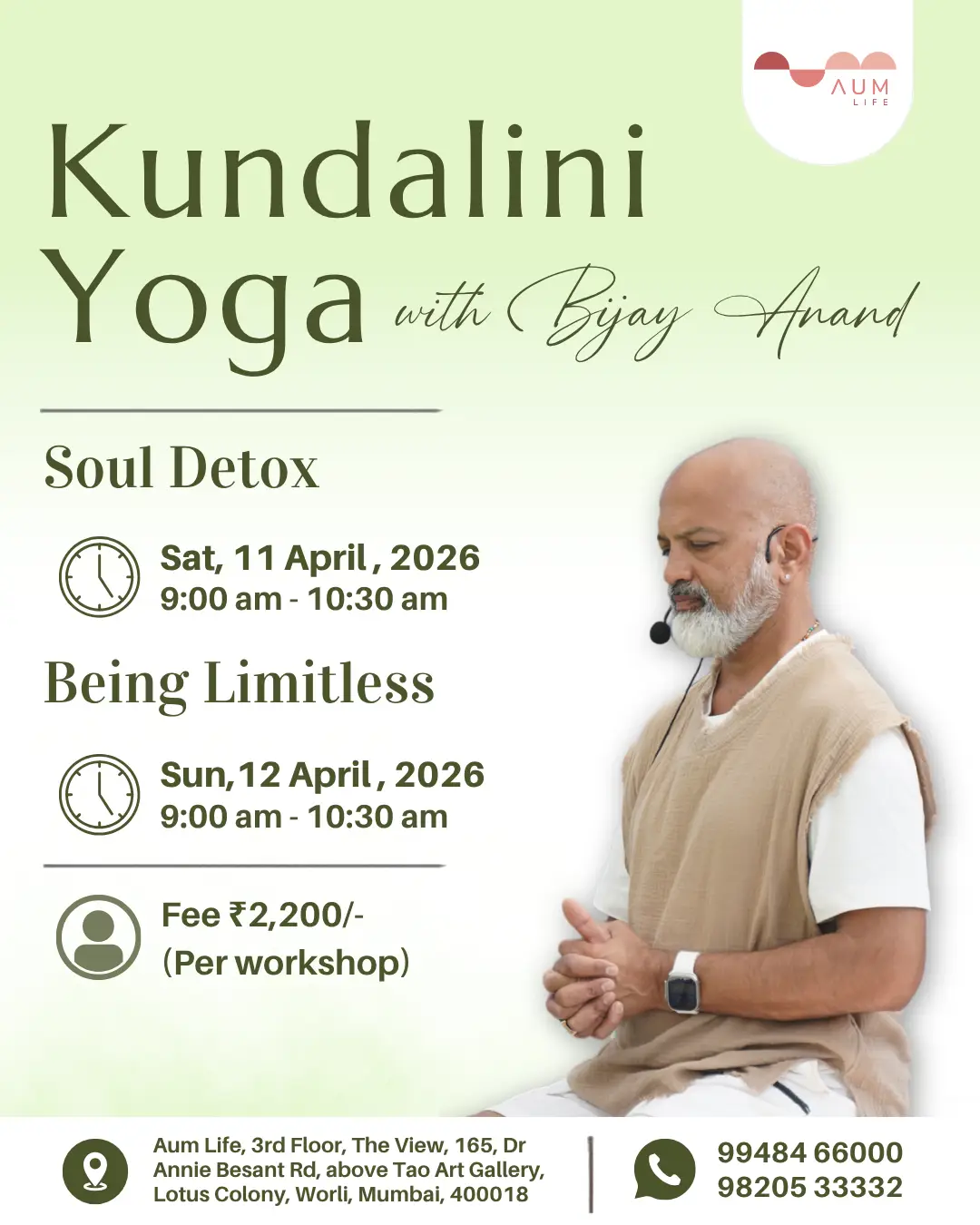 ✨ Soul Detox & Being Limitless – Kundalini Yoga Workshop with Bijay J. Anand✨